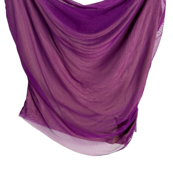 Gauge81 Lilburn Purple Draped Cowl Neck Sleeveless Mesh Camisole Tank Top S - Picture 8 of 16
